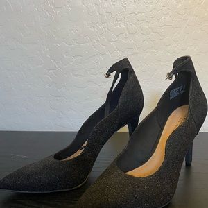 Black and silver shimmer with ankle strap